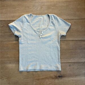 brandy melville white and brown striped top